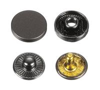 sourcing map 30 Sets Press-Stud Cap Button 12.5mm Metal Snap Fastener Alloy Sew-on Snap Buttons for Coats Leathers Marine Boat Canvas, Black