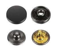 sourcing map 30 Sets Press-Stud Cap Button 12.5mm Metal Snap Fastener Alloy Sew-on Snap Buttons for Coats Leathers Marine Boat Canvas, Drak Black