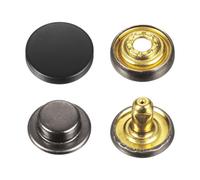 sourcing map 30 Sets Press-Stud Cap Button 12.5mm Metal Snap Fastener Alloy Sew-on Snap Buttons for Bags Leathers Marine Boat Canvas, Drak Black