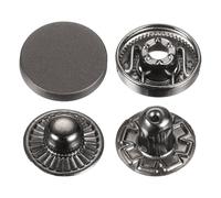 sourcing map 30 Sets Press-Stud Cap Button 15mm Metal Snap Fastener Alloy Sew-on Snap Buttons for Coats Leathers Marine Boat Canvas, Black
