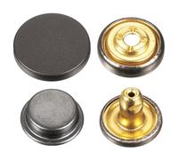 sourcing map 30 Sets Press-Stud Cap Button 17mm Metal Snap Fastener Alloy Sew-on Snap Buttons for Bags Leathers Marine Boat Canvas, Black