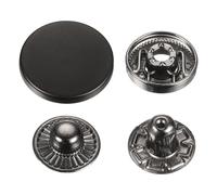 sourcing map 30 Sets Press-Stud Cap Button 20mm Metal Snap Fastener Alloy Sew-on Snap Buttons for Coats Leathers Marine Boat Canvas, Drak Black