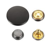 sourcing map 30 Sets Press-Stud Cap Button 25mm Metal Snap Fastener Alloy Sew-on Snap Buttons for Bags Leathers Marine Boat Canvas, Drak Black