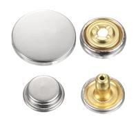 sourcing map 30 Sets Press-Stud Cap Button 25mm Metal Snap Fastener Alloy Sew-on Snap Buttons for Coats Bags Leathers Marine Boat Canvas, Silver