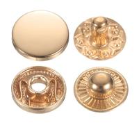sourcing map 30 Sets Press-Stud Cap Buttons 10mm Metal Snap Fastener Alloy Sew-on Snap Buttons for Bags Leathers Marine Boat Canvas, Gold