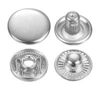 sourcing map 30 Sets Press-Stud Cap Buttons 12.5mm Metal Snap Fastener Alloy Sew-on Snap Buttons for Bags Leathers Marine Boat Canvas, Silver