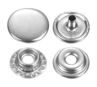 sourcing map 30 Sets Press-Stud Cap Buttons 12.5mm Metal Snap Fastener Alloy Sew-on Snap Buttons for Bags Leather Marine Boat Canvas, Silver