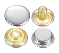sourcing map 30 Sets Press-Stud Cap Buttons 12.5mm Metal Snap Fastener Alloy Sew-on Snap Buttons for Bag Leathers Marine Boat Canvas, Silver