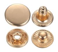 sourcing map 30 Sets Press-Stud Cap Buttons 12.5mm Metal Snap Fastener Alloy Sew-on Snap Buttons for Bags Leathers Marine Boat Canvas, Gold