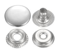 sourcing map 30 Sets Press-Stud Cap Buttons 15mm Metal Snap Fastener Alloy Sew-on Snap Buttons for Bags Leathers Marine Boats Canvas, Silver