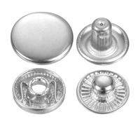 sourcing map 30 Sets Press-Stud Cap Buttons 15mm Metal Snap Fastener Alloy Sew-on Snap Buttons for Bag Leathers Marine Boat Canvas, Silver