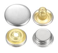 sourcing map 30 Sets Press-Stud Cap Buttons 15mm Metal Snap Fastener Alloy Sew-on Snap Buttons for Bags Leather Marine Boat Canvas, Silver
