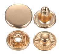 sourcing map 30 Sets Press-Stud Cap Buttons 15mm Metal Snap Fastener Alloy Sew-on Snap Buttons for Bag Leathers Marine Boat Canvas, Gold