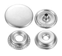 sourcing map 30 Sets Press-Stud Cap Buttons 17mm Metal Snap Fastener Alloy Sew-on Snap Buttons for Bags Leathers Marine Boats Canvas, Silver