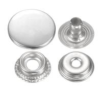 sourcing map 30 Sets Press-Stud Cap Buttons 20mm Metal Snap Fastener Alloy Sew-on Snap Buttons for Bags Leather Marine Boat Canvas, Silver