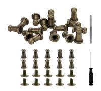 sourcing map 30 Sets Round Head Button Studs Screw 4mm Alloy Leather Rivets with Hollow Punch Screwdriver for Repair and Decorate Fabric Clothing Shoes Bags DIY, Bronze