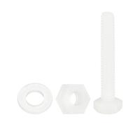 sourcing map 300 Pcs/100 Sets Nylon Hex Bolts, M4 x 25mm Plastic Full Threaded Hex Head Screws Bolts and Nuts with Flat Washers for Machinery Electronics Industrial Accessories, White