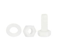 sourcing map 300 Pcs/100 Sets Nylon Hex Bolts, M6 x 15mm Plastic Full Threaded Hex Head Screws Bolts and Nuts with Flat Washers for Machinery Electronics Industrial Accessories, White