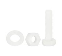 sourcing map 300 Pcs/100 Sets Nylon Hex Bolts, M6 x 25mm Plastic Full Threaded Hex Head Screws Bolts and Nuts with Flat Washers for Machinery Electronics Industrial Accessories, White