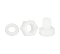 sourcing map 300 Pcs/100 Sets Nylon Hex Bolts, M8 x 10mm Plastic Full Threaded Hex Head Screws Bolts and Nuts with Flat Washers for Machinery Electronics Industrial Accessories, White