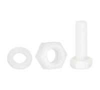 sourcing map 300 Pcs/100 Sets Nylon Hex Bolts, M8 x 25mm Plastic Full Threaded Hex Head Screws Bolts and Nuts with Flat Washers for Machinery Electronics Industrial Accessories, White