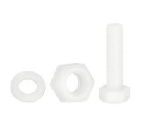 sourcing map 300 Pcs/100 Sets Nylon Hex Bolts, M8 x 30mm Plastic Full Threaded Hex Head Screws Bolts and Nuts with Flat Washers for Machinery Electronics Industrial Accessories, White