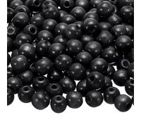 sourcing map 300 Pcs Large Hole Wooden Beads Hair Braid Beads, Unfinished Natural Barrel Wood Spacer Beads for Crafts Hair DIY Macrame Jewelry Making, Black (11 x 12mm, 4mm Hole)