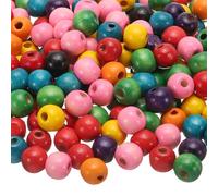sourcing map 300 Pcs Large Hole Wooden Beads Hair Braid Beads, Unfinished Natural Barrel Wood Spacer Beads for Crafts Hair DIY Macrame Jewelry Making, Multi-Colored (11 x 12mm, 4mm Hole)