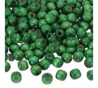 sourcing map 300 Pcs Large Hole Wooden Beads Hair Braid Beads, Unfinished Natural Barrel Wood Spacer Beads for Crafts Hair DIY Macrame Jewelry Making, Green (12 x 11mm, 5mm Hole)