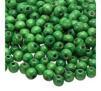sourcing map 300 Pcs Large Hole Wooden Beads Hair Braid Beads, Unfinished Natural Barrel Wood Spacer Beads for Crafts Hair DIY Macrame Jewelry Making, Green (11 x 12mm, 4mm Hole)