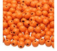 sourcing map 300 Pcs Large Hole Wooden Beads Hair Braid Beads, Unfinished Natural Barrel Wood Spacer Beads for Crafts Hair DIY Macrame Jewelry Making, Orange (11 x 12mm, 4mm Hole)