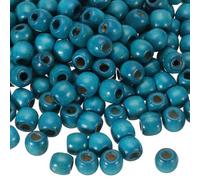sourcing map 300 Pcs Large Hole Wooden Beads Hair Braid Beads, Unfinished Natural Barrel Wood Spacer Beads for Crafts Hair DIY Macrame Jewelry Making, Blue (12 x 11mm, 5mm Hole)