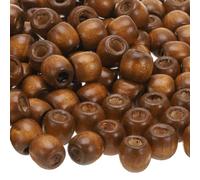 sourcing map 300 Pcs Large Hole Wooden Beads Hair Braid Beads, Unfinished Natural Barrel Wood Spacer Beads for Crafts Hair DIY Macrame Jewelry Making, Khaki (12 x 11mm, 5mm Hole)