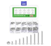 sourcing map 300 Pcs M2 Machine Screws Phillips Pan Cross Head Screws Bolts Assortment Kit 304 Stainless Steel Silver for Wall Socket,Household Repairs