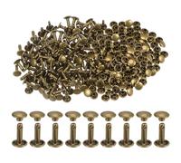 sourcing map 300 Sets Leather Rivets 12 x 8mm Metal Double Cap Rivet Snaps Studs Fasteners Rivets for Leather Craft DIY Repair Decoration, Bronze Tone