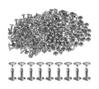 sourcing map 300 Sets Leather Rivets 12 x 8mm Metal Double Cap Rivet Snaps Studs Fasteners Rivets for Leather Craft DIY Repair Decoration, Silver Tone