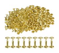 sourcing map 300 Sets Leather Rivets 12 x 8mm Metal Double Cap Rivet Snaps Studs Fasteners Rivets for Leather Craft DIY Repair Decoration, Gold Tone
