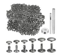 sourcing map 300 Sets Leather Rivets 6 Size Metal Double Cap Rivet Snaps Studs Fasteners with 3pcs Setting Tools Rivets for Leather Craft DIY Repair Decoration, Gunmetal