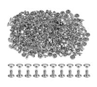 sourcing map 300 Sets Leather Rivets 6 x 6mm Metal Double Cap Rivet Snaps Studs Fasteners Rivets for Leather Craft DIY Repair Decoration, Silver Tone