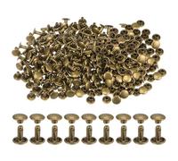 sourcing map 300 Sets Leather Rivets 8 x 8mm Metal Double Cap Rivet Snaps Studs Fasteners Rivets for Leather Craft DIY Repair Decoration, Bronze Tone