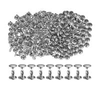 sourcing map 300 Sets Leather Rivets 8 x 8mm Metal Double Cap Rivet Snaps Studs Fasteners Rivets for Leather Craft DIY Repair Decoration, Silver Tone