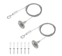 sourcing map 300 x 1.5mm Adjustable Hanging Wires Kit, Heavy Duty Stainless Steel Wire Rope with Single Hooks for Picture Photo Light LED Screen Curtain Billboards DIY Mounting Clamp Pack of 2
