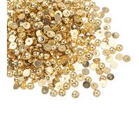 sourcing map 3000pcs ABS Half Pearl Beads, 4mm Resin Flat Back Pearls Shiny Imitation Pearl Bead for DIY Crafts Making Shoes Wedding Christmas Photo Frames, Metallic Gold Tone