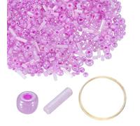 sourcing map 3000pcs Glass Seed Beads, 1.5-4.5mm Small Embroidery Bugle Beads Assorted Tube Bead Loose Kit for Jewelry Making DIY Craft Beading Bracelets Necklace Earring (Purple)