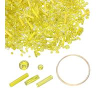 sourcing map 3000pcs Glass Seed Beads, 1.5-4.5mm Small Embroidery Bugle Beads Assorted Tube Bead Loose Kit for Jewelry Making DIY Craft Beading Bracelets Necklace Earring (Yellow)
