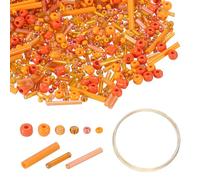 sourcing map 3000pcs Glass Seed Beads, 1.5-4.5mm Small Embroidery Bugle Beads Assorted Tube Bead Loose Kit for Jewelry Making DIY Craft Beading Bracelets Necklace Earring (Orange)
