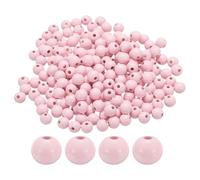 sourcing map 300pcs 12mm Light Pink Wood Beads 3.3mm Large Hole Round Wooden Loose Spacer Beads for Jewelry Making Necklace Bracelets DIY Crafts Macrame Handmade Decorations