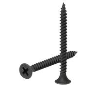 sourcing map 300pcs #6x1-3/5" Phillips Flat Head Sheet Metal Screws, Carbon Steel Cross Drive Self Tapping Wood Screws Chipboard Screw for Sheet Metal, Wood, Black