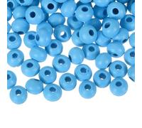 sourcing map 300Pcs 8mm Colored Natural Wood Beads, Large Hole Round Colorful Wooden Spacer Beads for DIY Crafting, Jewelry Making Bracelets (Sky Blue)