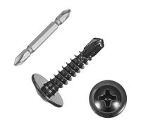 sourcing map 300Pcs #8x3/4" Self-Tapping Screws, 410 Stainless Steel Phillips Self Drilling Flat Head Sheet Metal Screws for Industry, Furniture Repair, Black